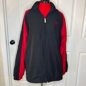 Nike Full Zip Long Sleeve Black & Red Lined Jacket Men's Large Y2K